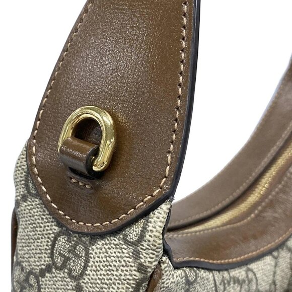 Auth GUCCI GG Half Moon Shape Mini Bag 726843 Beige Dark Brown PVC Leather - Picture 9 of 16